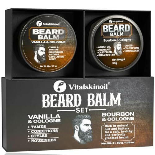 Beard Balm Set, Vanilla and Bourbon Cologne Scents.