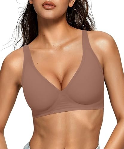 OEAK Womens Deep V Bras Wireless Comfortable Supportive...
