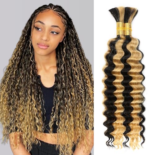 1B/27 Highlight Honey Blonde Human Braiding Hair Deep Wave...