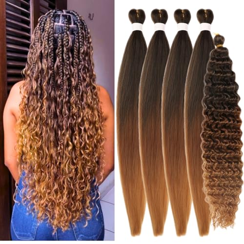 Brown to Honey Blonde Braiding Hair Pre Stretched Boho...