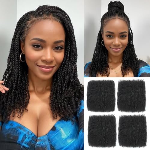 Afro Kinkys Bulk Human Hair 16 Inch 4 Bundles Braids