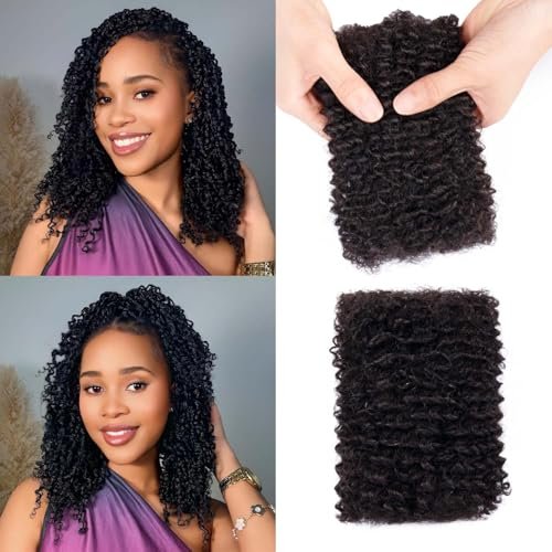 Afro Kinkys Bulk Human Hair for Braiding 10 Inch Bundles