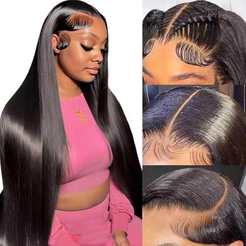 MUNONG 30 Inch 13x6 Lace Front Wigs Human Hair Straight