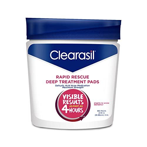 Clearasil Rapid Rescue Deep Treatment Acne Face Pads, 90...