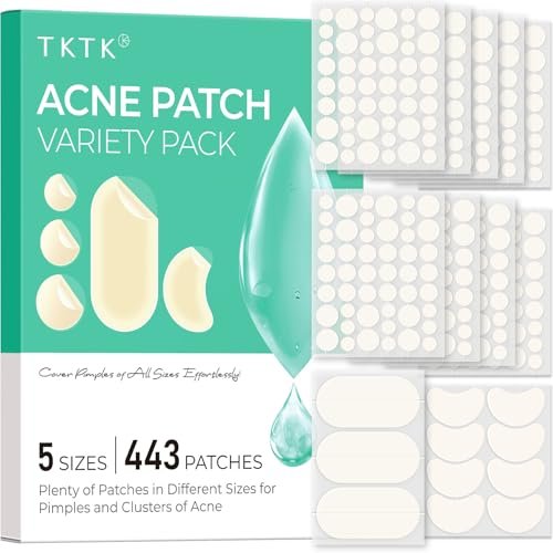 TKTK 443 Count Pimple Patches for Face, Hydrocolloid Bulk...