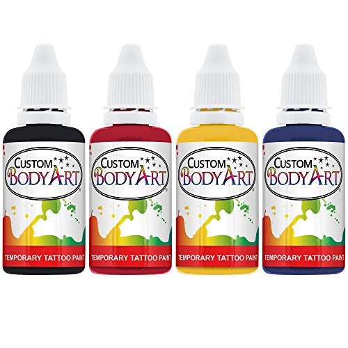 4 Color Airbrush Temporary Tattoo Ink Kit Primary Colors