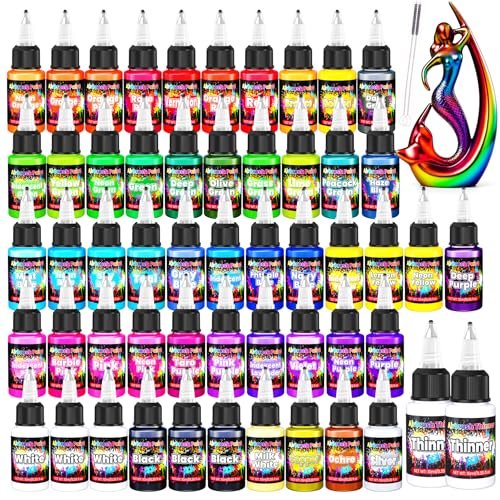 Airbrush Paint - 54 Colors with 2 Airbrush Thinners
