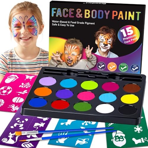 Drawdart Face Painting Kit for Kids - 15 Color Set