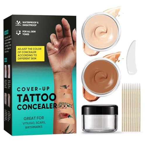 Tattoo Cover Up Makeup, 2 Colors Waterproof Sweatproof Body...
