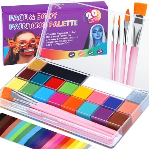 Drawdart Face Body Paint Kit, 20 Colors Oil Based Palette