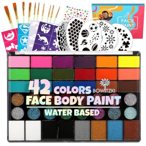 Bowitzki Face Paint Kit for Adults Stencils Glitter and...