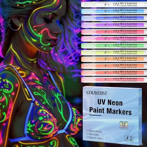 COLAYERIST 12PCS Glow in the Dark Face Paint Pens