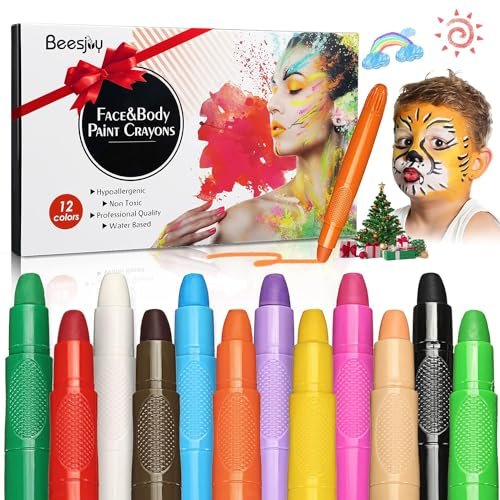 Beesjuy Face Painting Kits for Kids,12 Color Washable Paint