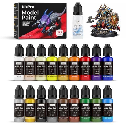 Nicpro 18 Colors Model Paint Set, 20ml Ready to Use