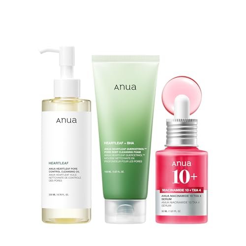Anua 3-Step Glass Skin Beginner Set, Oil Cleanser and Serum