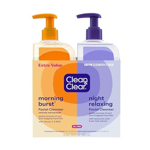 Clean & Clear 2-Pack Oil-Free Facial Cleansers, Morning and...