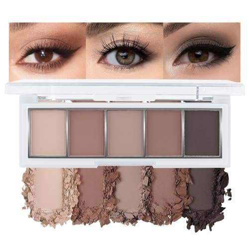 Hxssll Matte Neutral Cool Brown Eyeshadow Palette,5-Color...