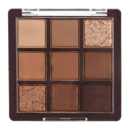 9 Colors Brown Eyeshadow Palette, Matte Shimmer Glitter...