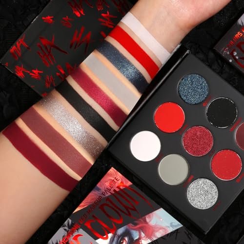 ecofavor Red Goth Eyeshadow Palette - 9 Colors Matte Shimmer