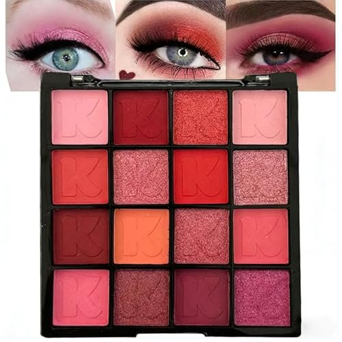 K'APEINE Red Eyeshadow Palette, Matte Glitter Metallic 16...