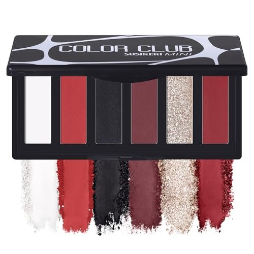 SUSIKEKI Red Eyeshadow Palette with Mirror Sliver Red Black...