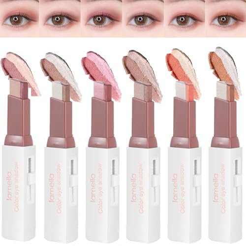 MooGlamor 6 Pcs Shimmery Eyeshadow Stick Two Color Pencils