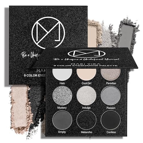 Black Grey Smokey Eyeshadow Palette Matte Black White Silver