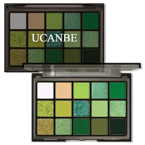 UCANBE Green Eyeshadow Makeup Palette, 15 Colors Matte and...