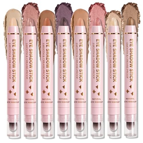 QIUFSSE 8PCS Eye Shadow Sticks,Shimmer & Matte Cream...