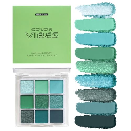 9 Colors Eyeshadow Palette - Avocado Green Matte Shimmer...