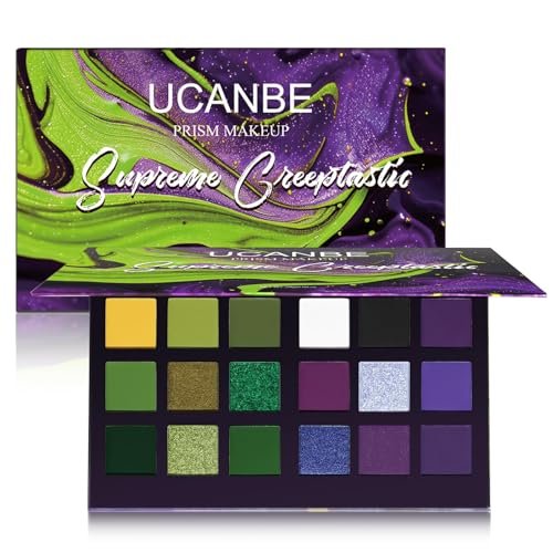 Green Purple Goth Eyeshadow Palette Makeup- 18 Colors Matte...