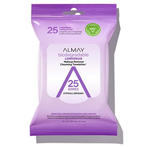Almay Face Makeup Remover Wipes, Longwear & Waterproof, 25...