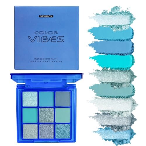 BAISEN DIARY 9 Colors Eyeshadow Palette - Blue Matte Shimmer