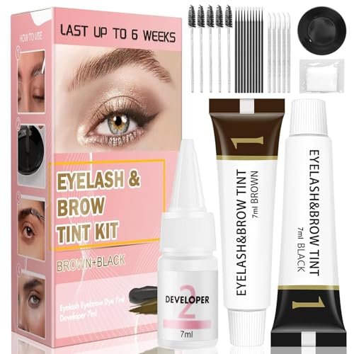 Eyelash & Eyebrow Color Kit,2 in 1 Black and Brown
