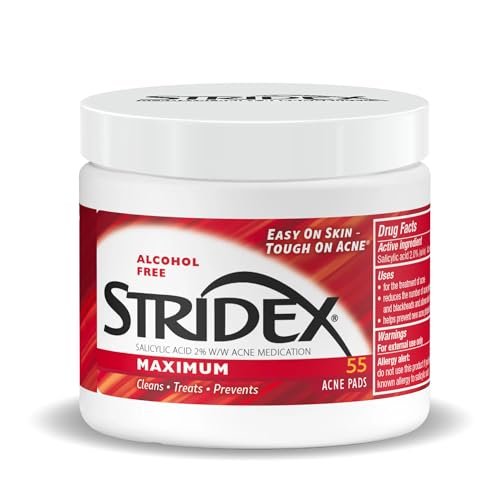 Stridex Medicated Acne Pads, Maximum, 55 Count Alcohol Free...