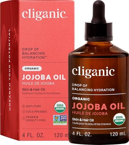 Cliganic Organic Jojoba Oil, 100% Pure (4oz) Cold Pressed