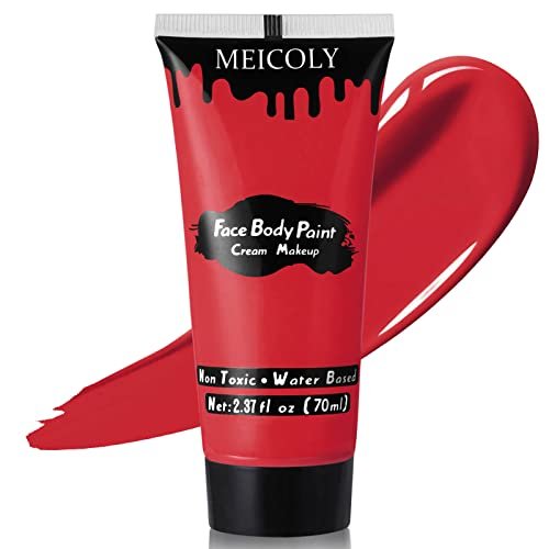 MEICOLY Devil Red Face Body Paint,2.37Oz Large Washable Tube