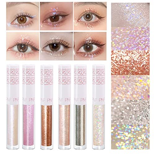 6Pcs Liquid Glitter Eyeshadow Eyeliner, Korean Makeup,...