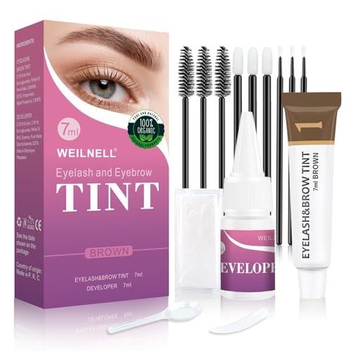WEILNELL Eyelash & Eyebrow Color Kit, Professional Instant...