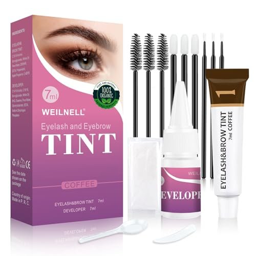 WEILNELL Eyelash & Eyebrow Color Kit, Professional Dark...
