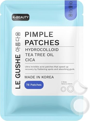 LE GUSHE Korean Pimple Patches for Face, 78 Hydrocolloid...