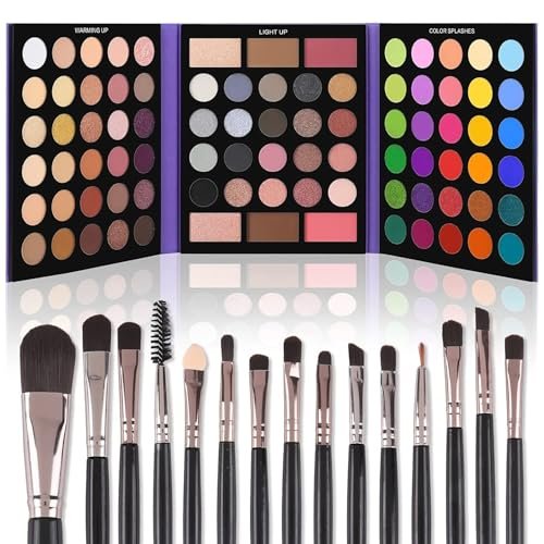 UCANBE Eyeshadow Palette with 15Pcs Brushes Makeup 86 Color...
