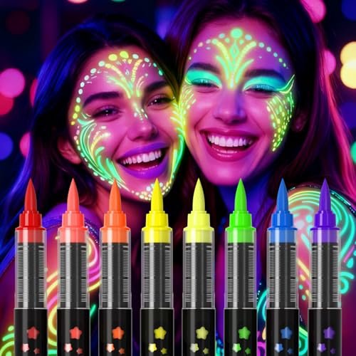 INAFKDPONR 8-color luminous body painting, UV neon face...