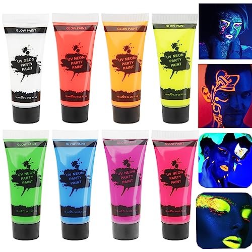 MEICOLY Glow Blacklight Face Paint,Neon UV Body Paint Set