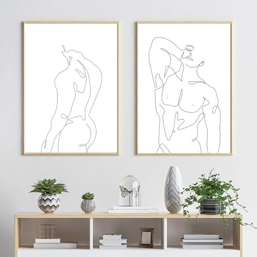 Male Wall Art Canvas Painting for Home Abstract Line Art