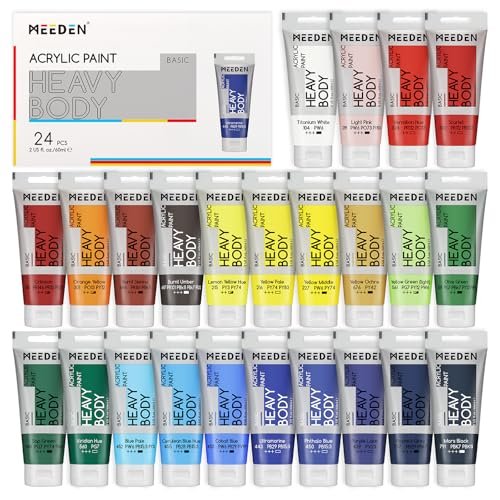 MEEDEN Heavy Body Acrylic Paint - Basic Satin Finish Set