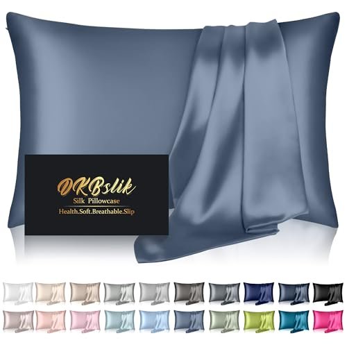 Silk Pillowcase for Hair and Skin, Mulberry Silk Standard...