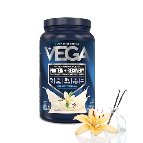 Vega Sport Vegan Protein Powder + Recovery, Vanilla, 30g...