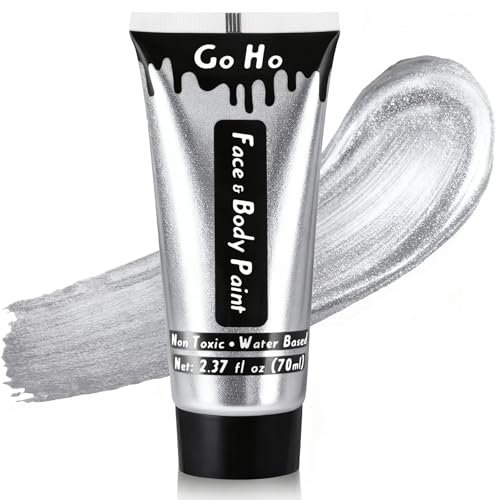 Go Ho Metallic Silver Body Paint Washable(2.37oz/pc),Water...