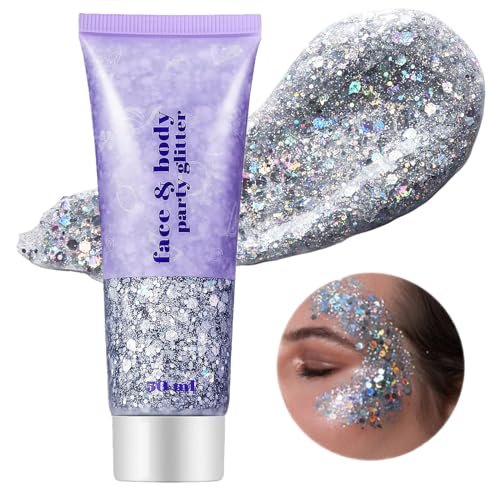 Go Ho Silver Face Body Glitter Gel,Singer Concert Makeup